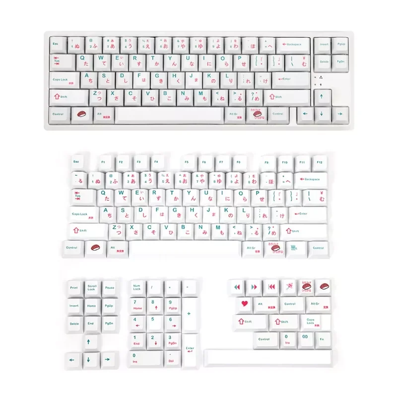 

121Keys PBT Keycap Cherry Profile DYE-SUB Sushi for cherry MX Switch 1.75U 2U Shift 7U Spacebar Mechanical Keyboard