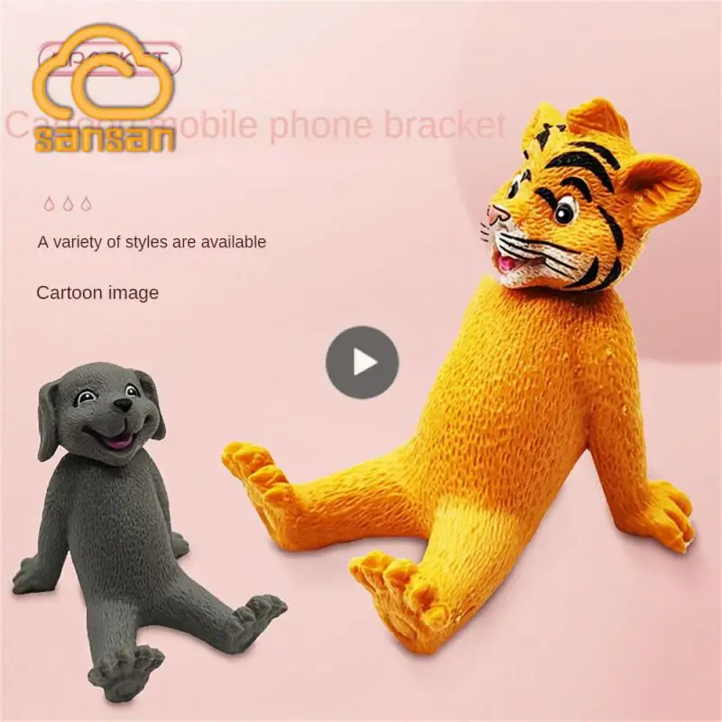 

Universal Desktop Bracket Cartoon Small Cell Phone Holder Tiger Rabbit Adjustable Phone Stand Stable Mobile Phone Bracket Abs