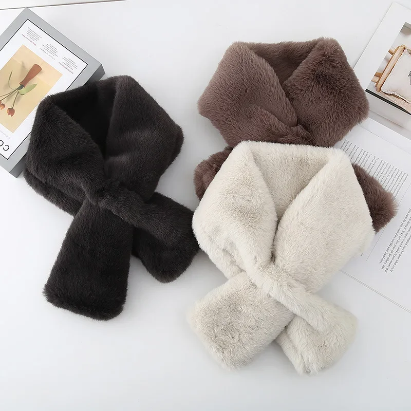 Студенческий зимний теплый утолщенный шейный платок с перекрестным воротником