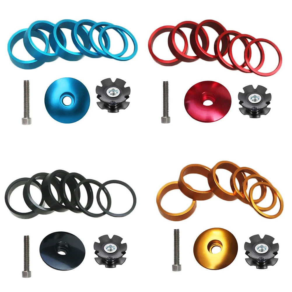 

9pcs/set Bicycle Bike Headset Bicycle Front Fork Stem Ring Gasket Spacer Stem Top Cap MTB Mountain Bike Road Bicycle Accessories