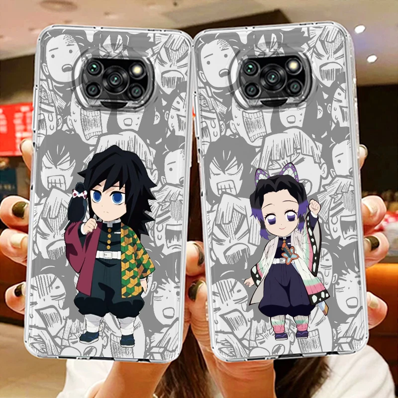 

Demon Slayer Anime Boy Transparent Phone Case For Xiaomi Poco X5 X4 X3 NFC F4 F3 GT M5s M4 M3 Pro C55 C50 5G Cover Shell Coque