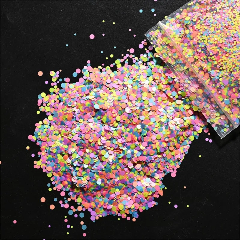 3mm Kawaii Neon Rainbow Heart Mix Glitter Chunky Mix - Neon glitter Nail Art Decoden 50 grams Neon Stars & Moon glitter