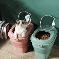 Foldable Pet Food Storage Containers Large Capacity Airtight Dog Cat Dry Food Storage Sealed Bucket Pet Supplies
