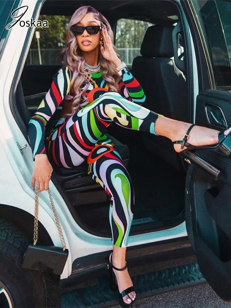 

Joskaa/комплект из двух предметов в разноцветную полоску; Женский укороченный топ с длинными рукавами и узкие брюки с высокой талией; Летняя уличная одежда 2023 года
