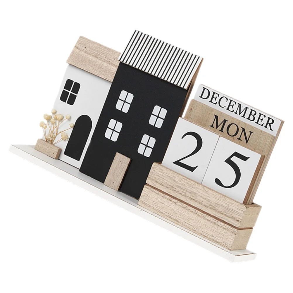 

Vintage Wood Block Calendar Desk Calendar Perpetual Calendar Desktop Decoration