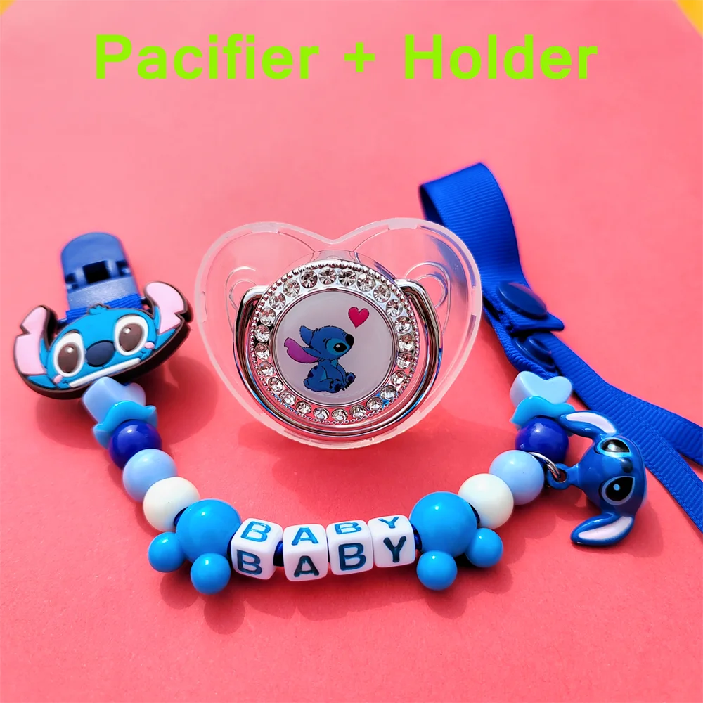 

Minnie Mouse Bling Silver Transparent Pacifiers for Newborn Infant Babies and Bead Holder Cute Baby Shower Gift Soother Chupeta