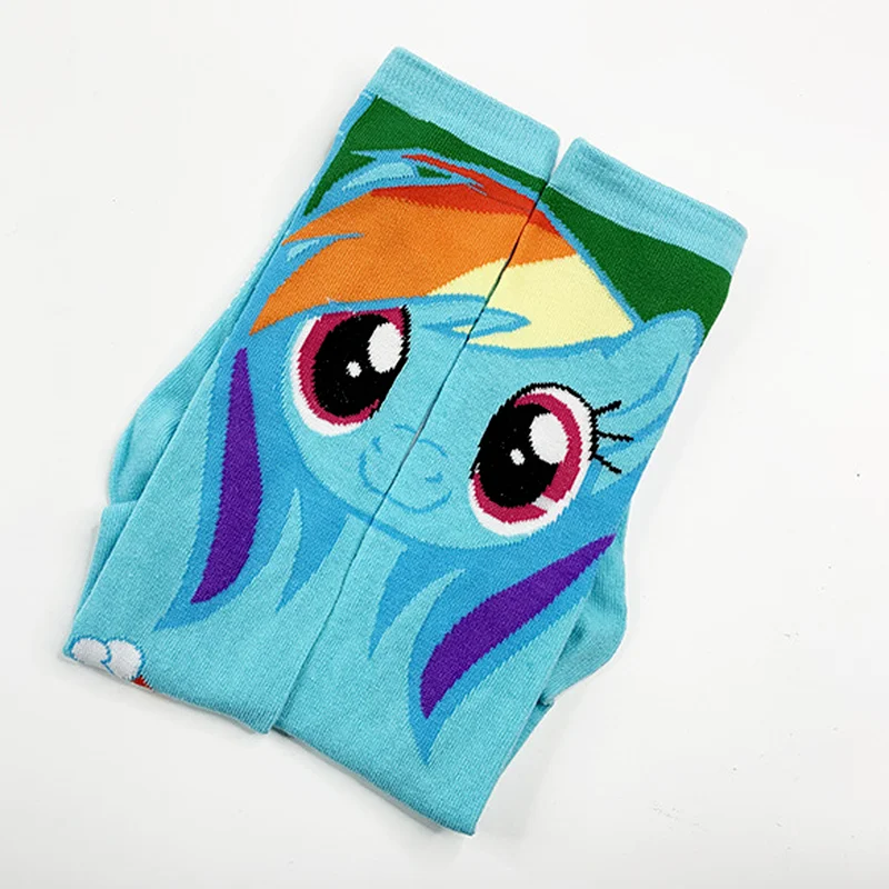 Anime My Little horse socks Rainbow Dash women cartoon cotton sock blue funny novelty comfortable fashion cloak socks Calcetines