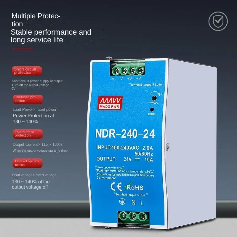 Ndr-120 рельсовый переключатель питания 24v7 5 Вт/120w24 0 Вт/220 В в DC рельс для карт 12