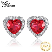 jewelrypalace heart created ruby 925 sterling silver stud earrings for women gemstones korean earings fashion fine jewelry 2021