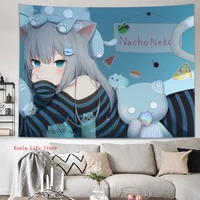 anime nachoneko tapestry cute lovely kawaii home decor tapestries for bedroom 73x95cm wall hanging artistic room decoration
