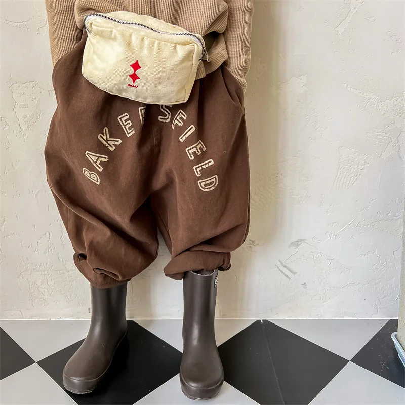 

2022 Autumn New Children Casual Pants Fashion Letter Print Girls Harem Pants Cotton Kids Trousers Loose Baby Boys Pants