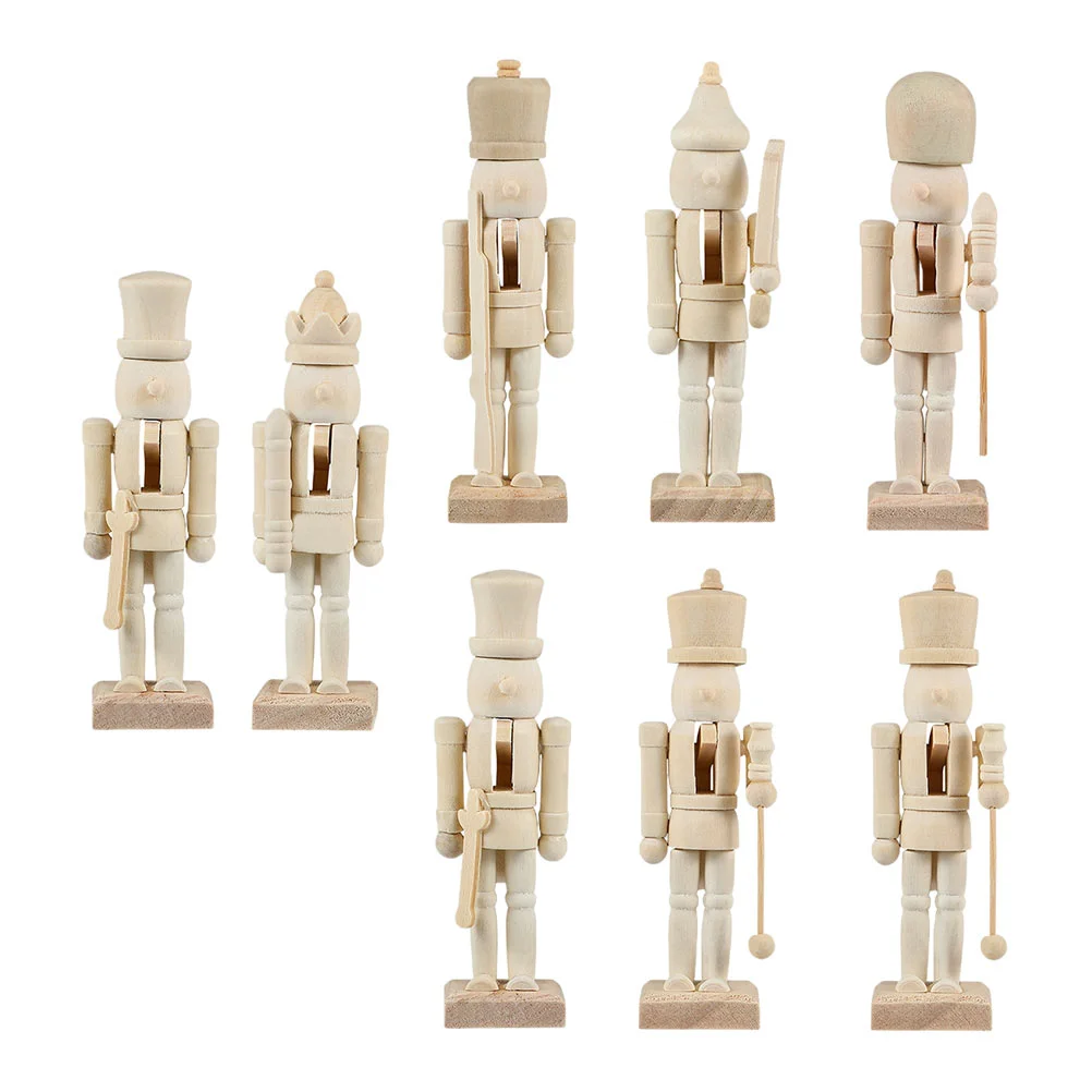 

8pcs Blank Nutcracker Figures Christmas Decoration Collectible Nutcracker Decor Unpainted Wooden Nutcrackers