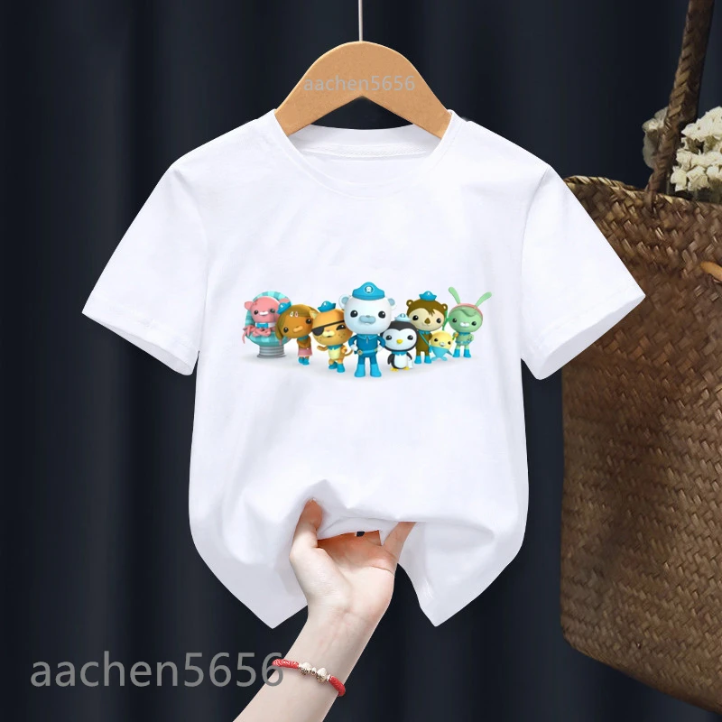 Octonauts Cartoon Print Boys T-Shirt Kawaii Barnacles Peso Shellington Anime Clothes Girls Tops,Drop Ship