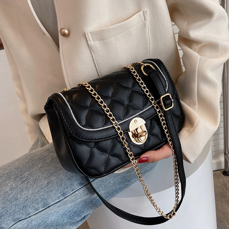 

2022 Fashion Women's Small PU Leather Flap Crossbody Bags Summer Designer Brand Shoulder Bag Female Luxury Brand Chain Handbags