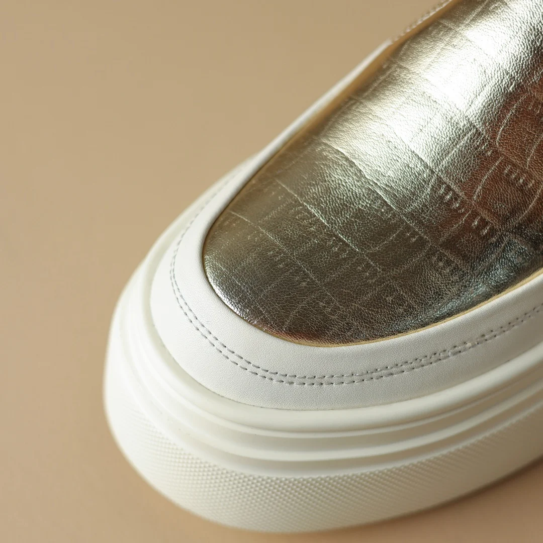 Мокасины женские из натуральной кожи толстая подошва платформа плоская круглый