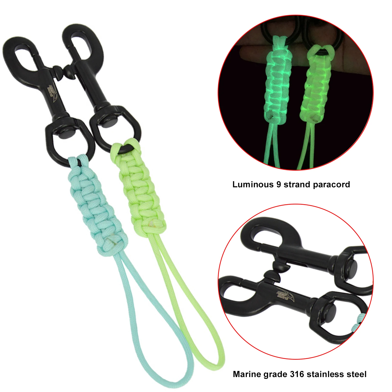 

Diving Swival Bolt Snap Hook Marine Grade 316 Stainless Steel Clip Anti-lost Reflective Safety Rope for Diving BCD Equipment