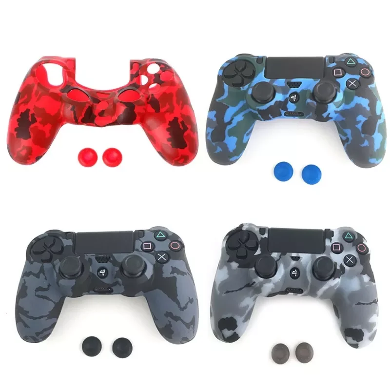 

Soft Silicone Gel cover Rubber Protective Skin Case + 2 Thumbstick Caps For Dualshock 4 PS4 Controller