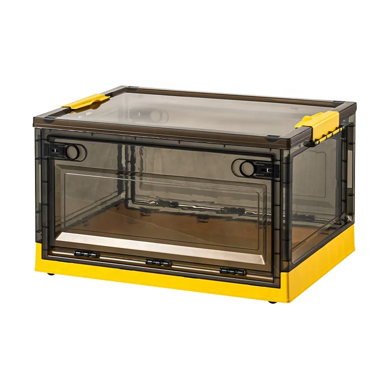 

88L складной пластиковый ящик для хранения, прозрачная защелка, ящик для хранения с ручкой для общежитий, книг и мелочей, органайзер для багаж...