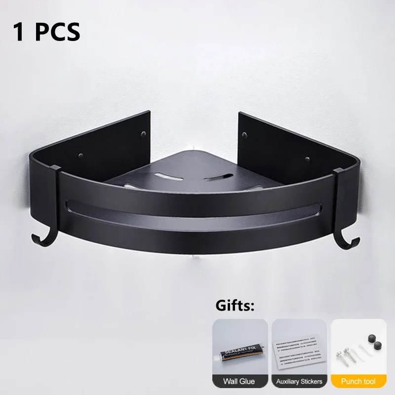 Полки-органайзеры для ванной комнаты Настенный алюминиевый стеллаж хранения 1/2