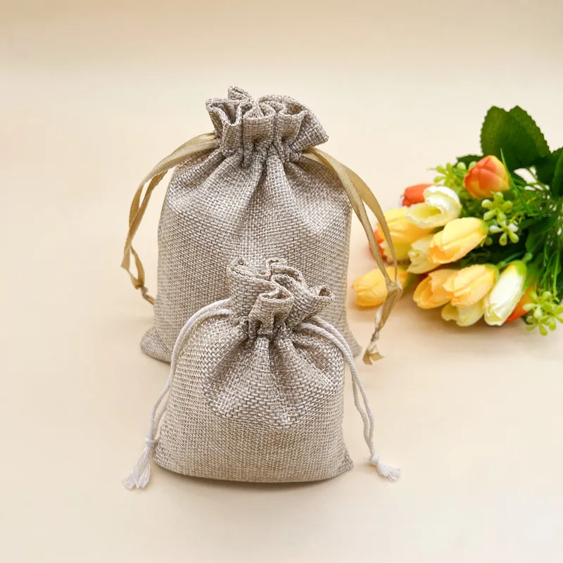 25 шт. мешок из мешковины с джутовыми мешками на шнурке джутовые мешки упаковочные