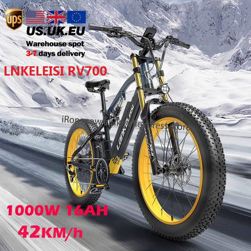 

2022 Newest LANKELEISI RV700 Electric Hybrid Cruiser E Bike Bicycle 1000W Motor 48V 16AH Mountain Beach City Road EBike Dropship