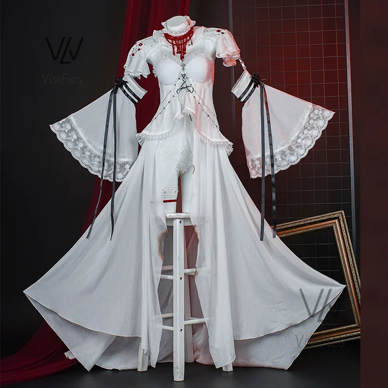 Coquelic косплей костюм парик игра дорога до нигде белое платье сексуальная форма