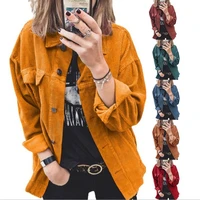 2022 autumn and winter new womens jacket coat corduroy single breasted casual shirt