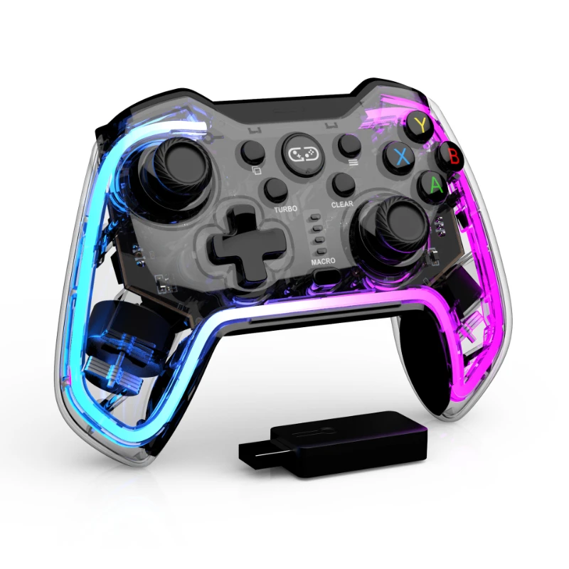 

2.4G Wireless RGB Video Game Gamepad for Nintendo Switch Pro Lite OLED PC Mobile Phone Transparent Controller Gaming Accessories