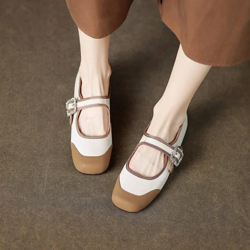 

Женские туфли-лодочки Phoentin из натуральной кожи в стиле пэчворк, мягкие туфли на плоской подошве, Туфли Мэри Джейн, ретро туфли на низком каблуке, модель FT3042