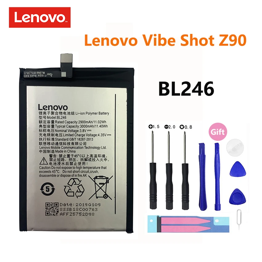 

Original Phone Battery BL246 For Lenovo Z90 Lenovo Vibe Shot Z90A40 Z90-7 Z90-3 3000mAh Phone Replacement Batteries Bateria