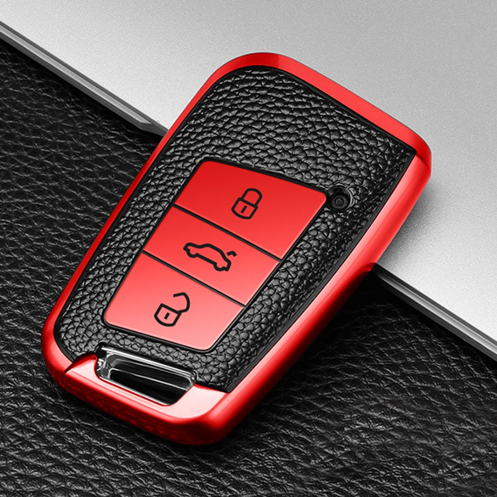 

ТПУ кожаный чехол для автомобильного ключа чехол для VW Volkswagen Magotan Passat B8 Skoda Superb Kodiaq A7 защитный чехол для ключа