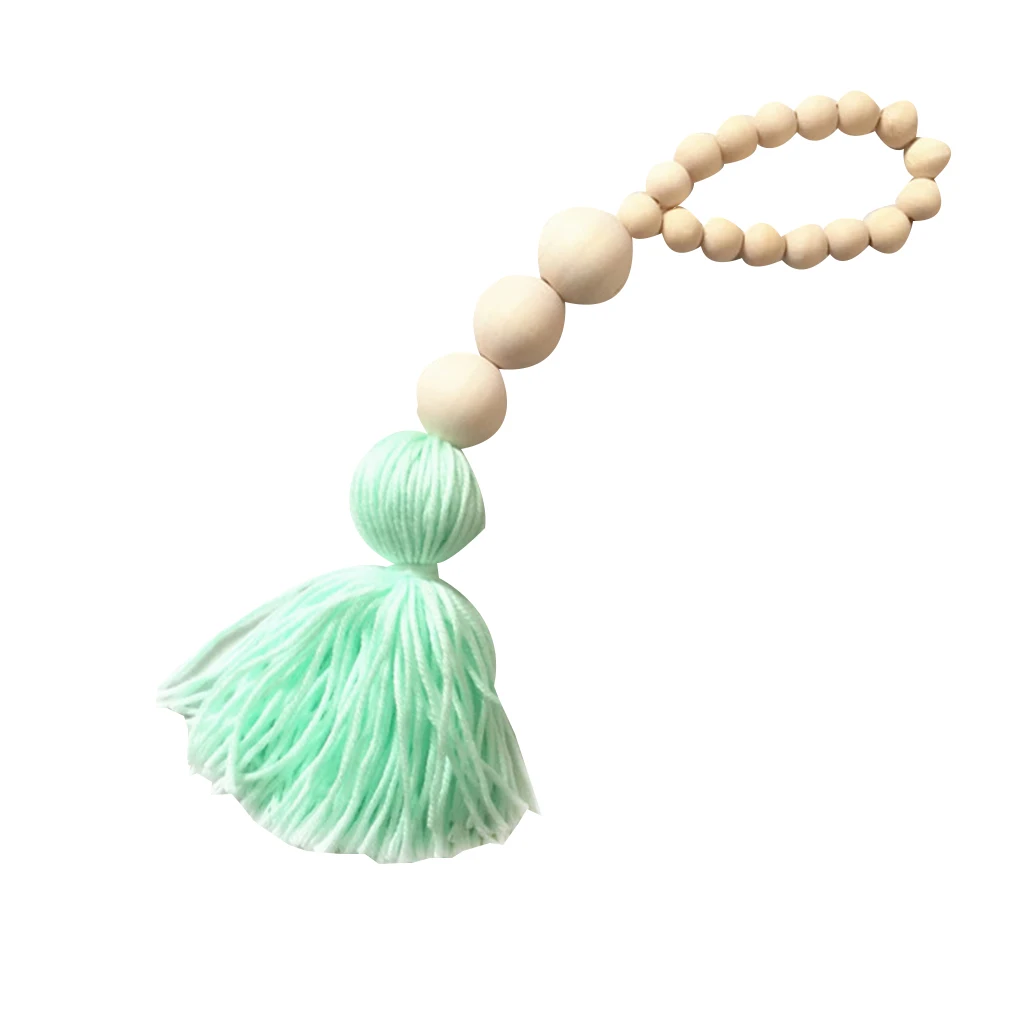 

Wall Hanging Wooden Beads Garland Farmhouse Tassle Prayer Beads Children Bedroom Decorations