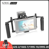 szrig universal 7 5 directors monitor cage rig with power supply splitter dual leather handgrip for ninja inferno monitor