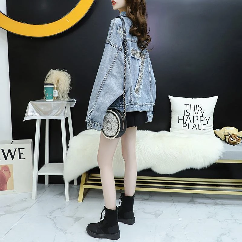 Джинсовая куртка для женщин укороченная однотонная короткая маленькая