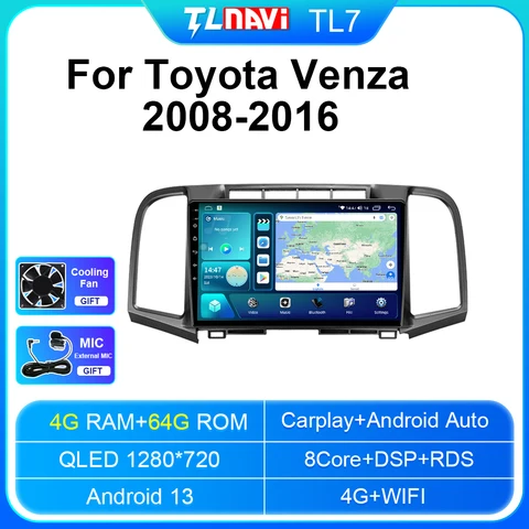 Автомобильный радиоприемник 8G128G Android13 для Toyota Venza 2008-2016, мультимедийный видеоплеер, навигация GPS, стерео, Android авто