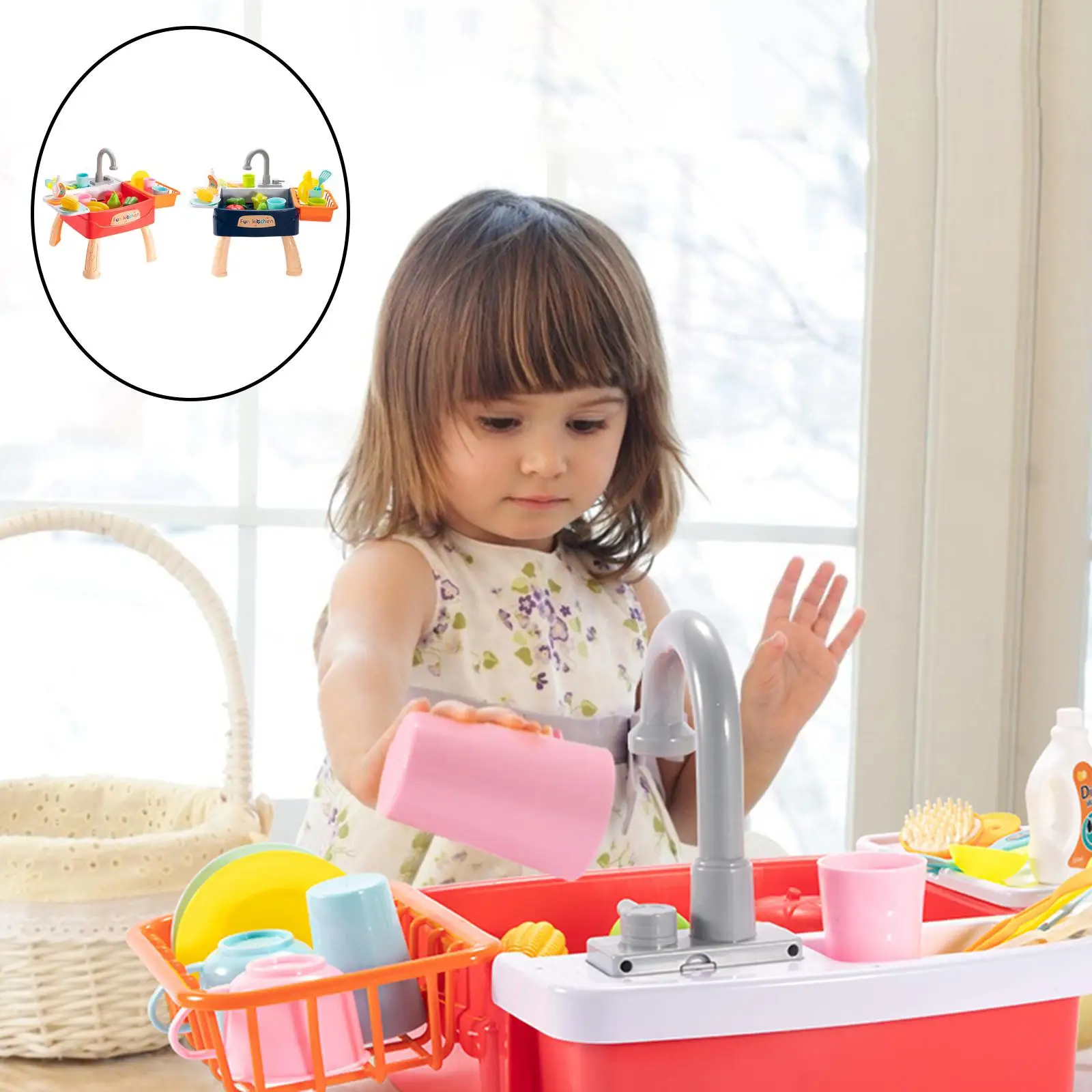 

Children Sink Dishwashing Set Toy Kid Simulated Kitchen Toy Set Educational Play House Games Prop Sink Wash Suit Montessori Toy