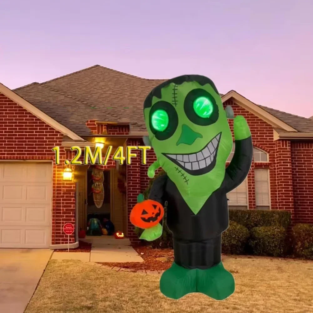 4-футовые Надувные Зеленые Головы Призраков Со Встроенными Светодиодными
