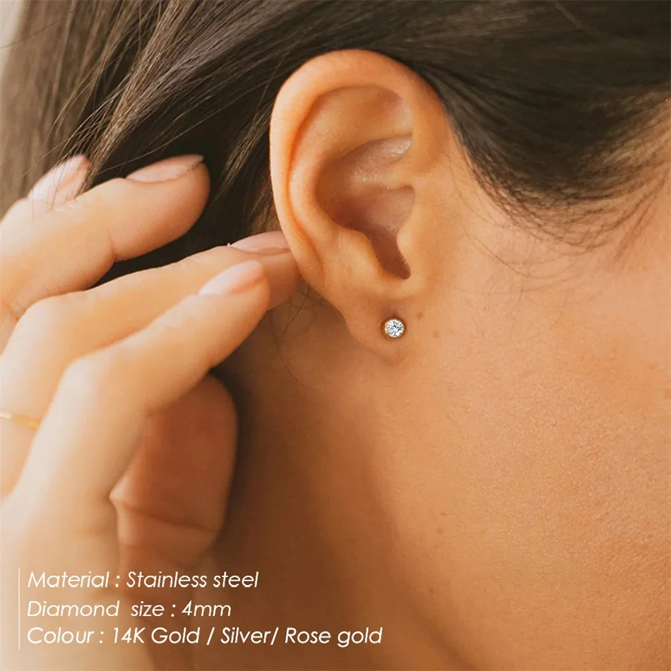 Серьги из нержавеющей стали 316L с цирконом