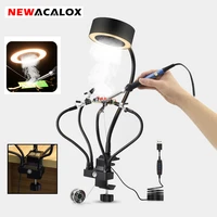 newacalox soldering smoke absorber lamp flexible arm fume extractor remover fan with 3 colors light diy working fan for welding