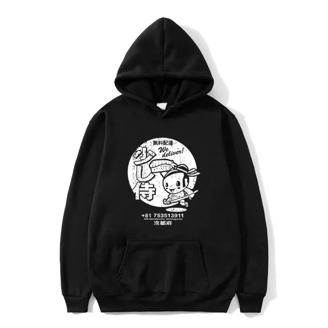 

Funny Little Samurai Delicious Sushi Vintage Look Graphic Hoodie Men Women Casual Hooded Sweatshirt Male Fleece Cotton Hoodies