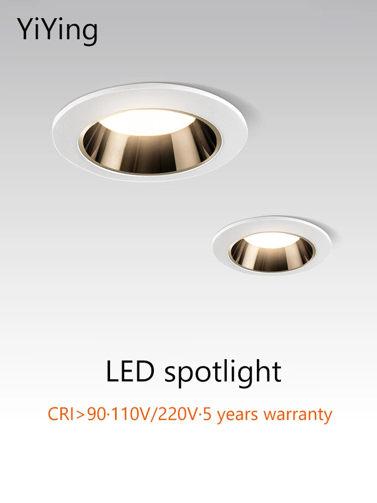 Фото YiYing Led Spot Lights Recessed Round COB 7W 12W Downlight Aluminum White Ceiling Lamp For Home Hotel Kitchen Indoor Lighting №1