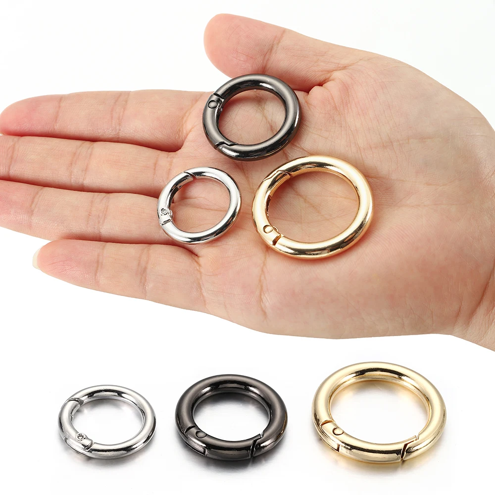 5 Piece O Shape Ring Keyring Spring Clasps Openable Handbag Belt Strap Buckles Dog Tag Chain Snap Clasp Connector for DIY Making