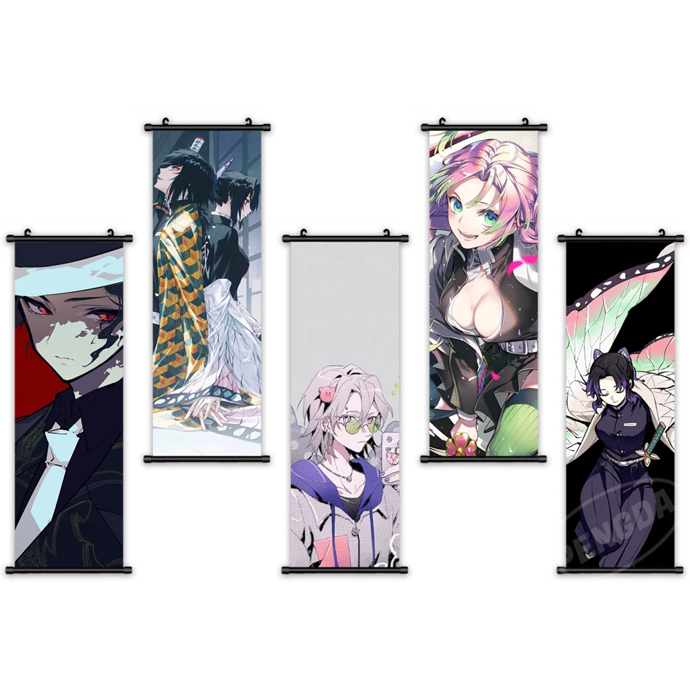 

Canvas Demon Slayer Home Decoration Anime Wall Art Kochou Shinobu Painting Plastic Hanging Scrolls Print Modern Picture Poster
