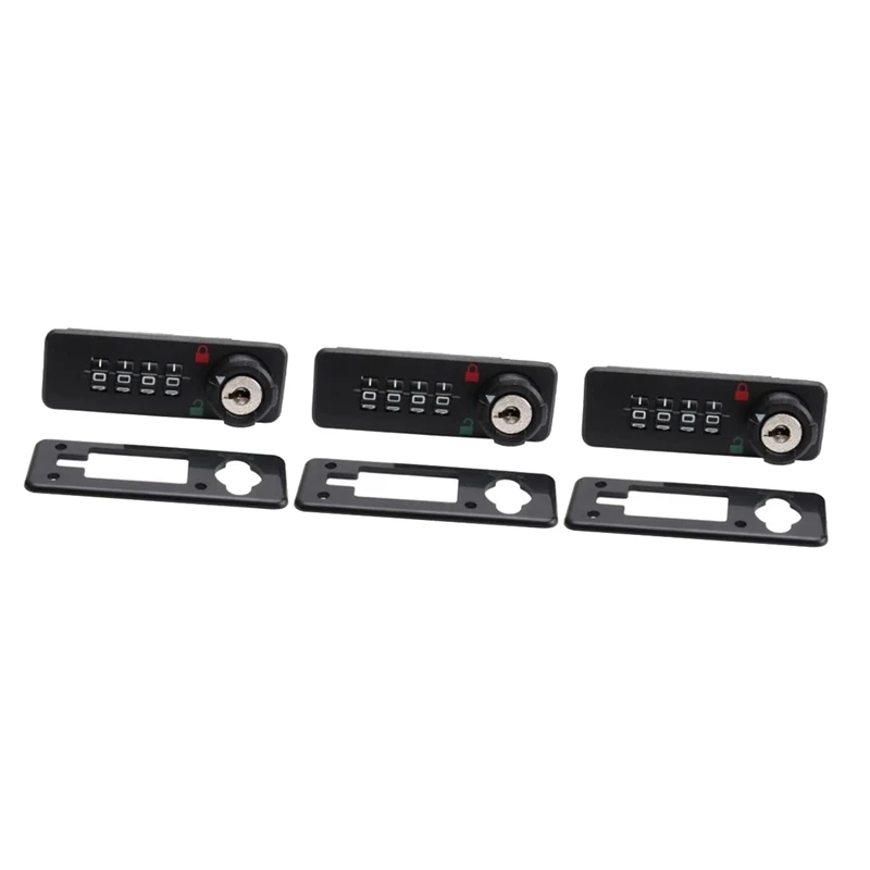 

3Pcs 4 Office Wooden Digit - Black Lock Cam Coded Door Mechanical File Plastic Wardrobe Lock