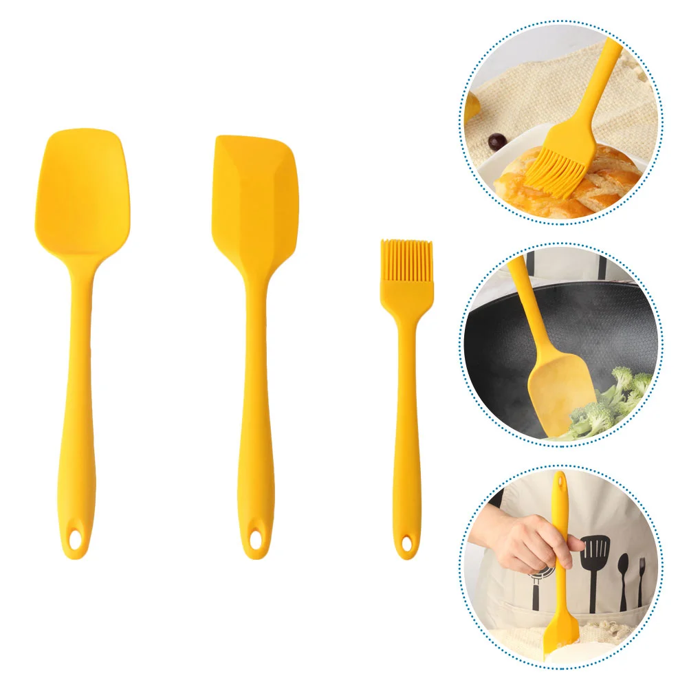 

3pcs Silicone Spatula and Oil Brush Set Non Cookware Utensils Heat Resistant for Scraping Cooking Mixing Tools
