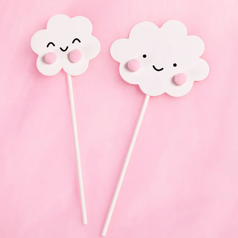 Радужный торт со смайликом и облаком украшение для торта на день рождения