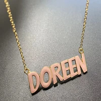 customized name necklace stainless steel dripping oil personalized letter gold choker necklace pendant nameplate birthdays gift