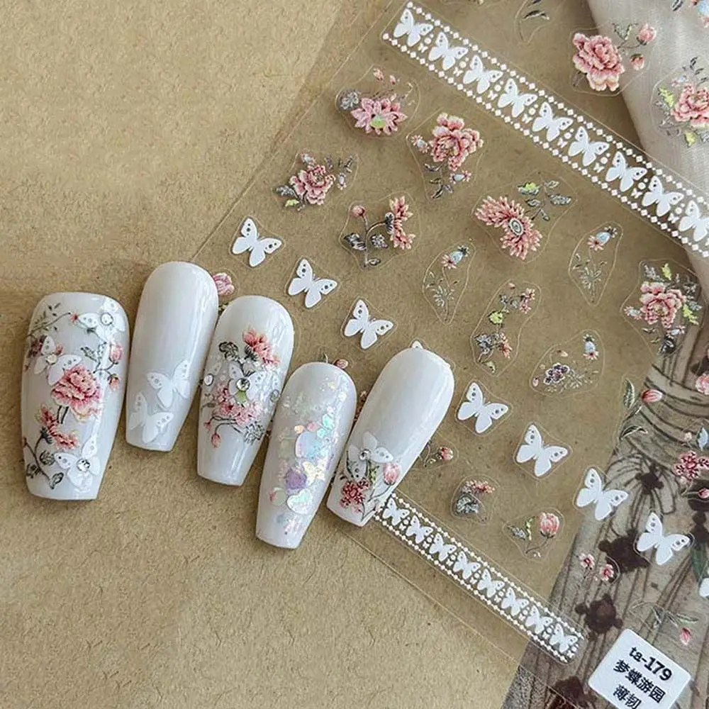 

Elegant Flower Butterfly Nail Art Sticker Flower Self Adhesive Nail Art Appliqué Lady's Fashion Nail Sticker Decoration