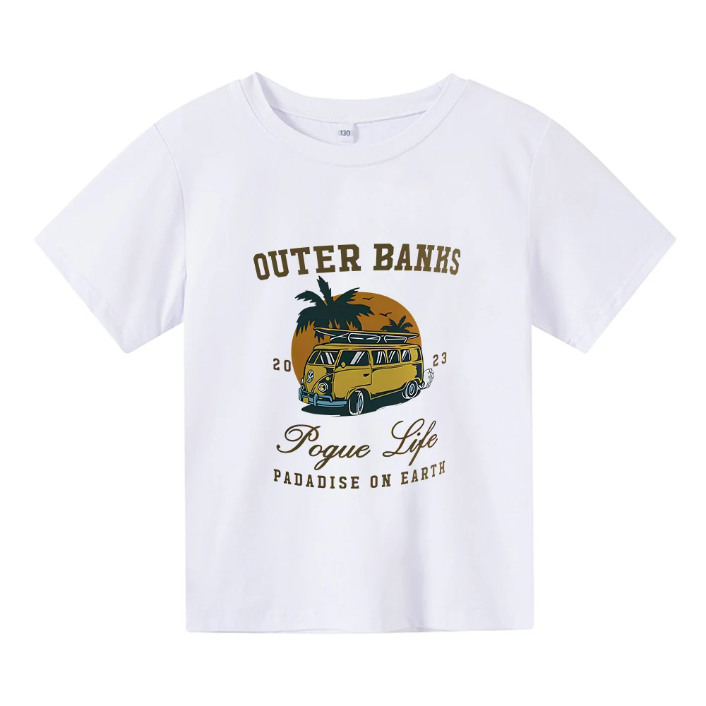 

Детские футболки из 100% хлопка, футболка с рисунком на тему внешних банков, пуга, жизнь, рай на земле, машина 2023, футболка для мальчиков и девочек, футболки с графическим принтом