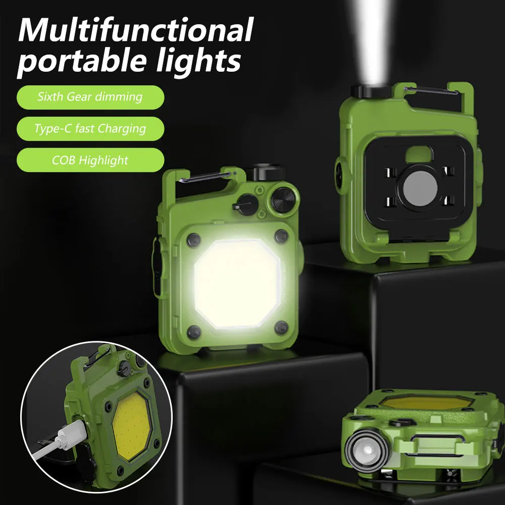 

Mini COB LED Flashlight Rechargeable Camping Lamp Portable Work Light Magnetic Car Inspection Light Waterproof Emergency Lamp